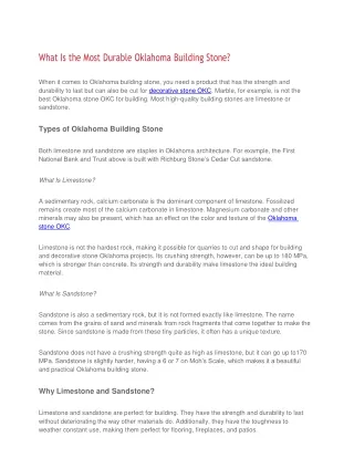 what is the most durable oklahoma building stone