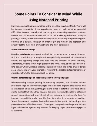 some points to consider in mind while using