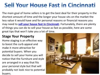 Sell Your House Fast in Cincinnati