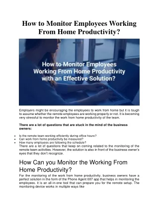 How to Monitor Employees Working From Home Productivity