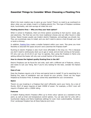 essential things to consider when choosing
