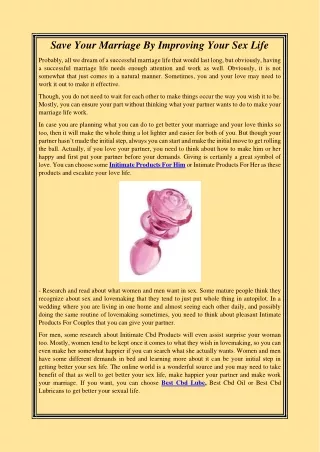 Save Your Marriage By Improving Your Sex Life