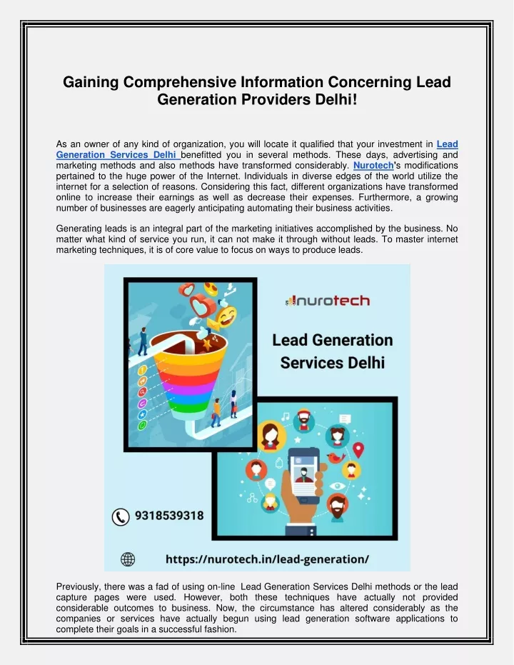 gaining comprehensive information concerning lead