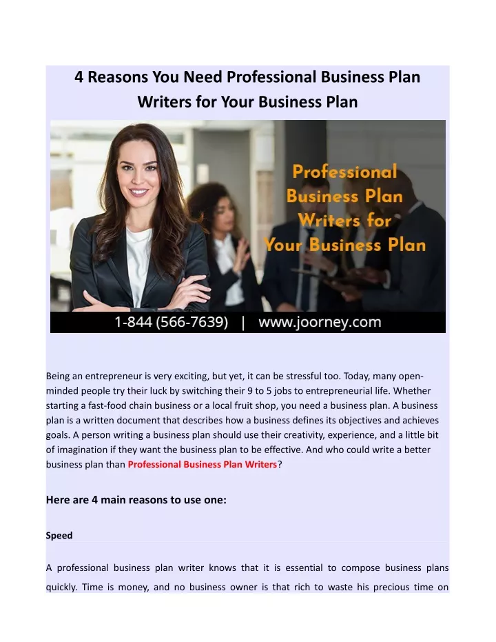 4 reasons you need professional business plan