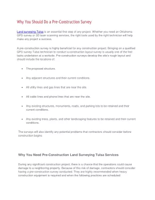 why you should do a pre construction survey