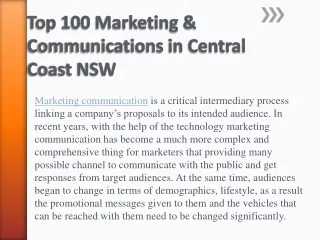 Top 100 Marketing & Communications in Central Coast