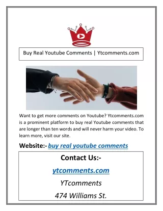 Buy Real Youtube Comments | Ytcomments.com