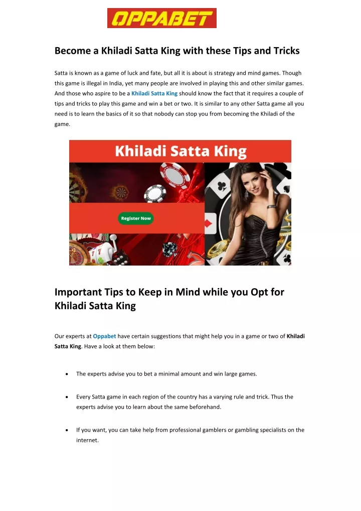 become a khiladi satta king with these tips
