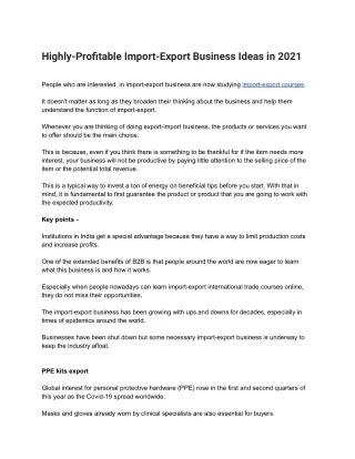 Highly-Profitable Import-Export Business Ideas in 2021