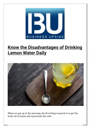 know the disadvantages of drinking lemon water