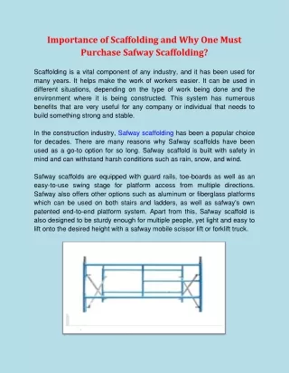importance of scaffolding and why one must