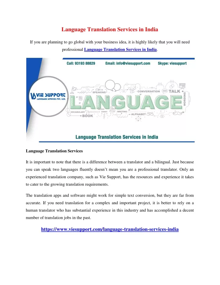 language translation services in india