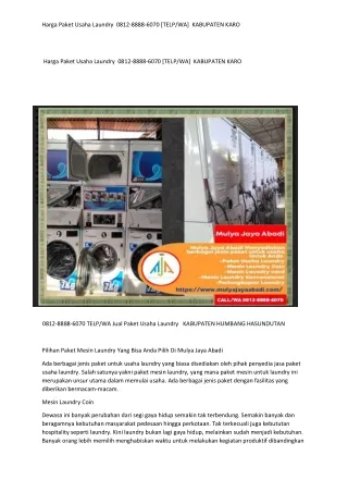 Supplier Paket Usaha Laundry  0812-8888-6070 [TELP/WA]  KABUPATEN KARO