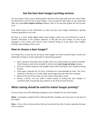 get the best door hangers printing services