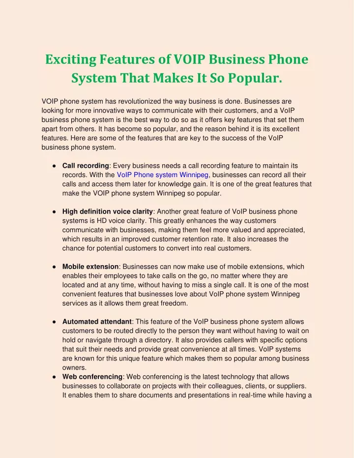 exciting features of voip business phone system