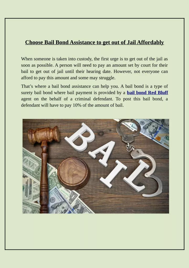 choose bail bond assistance to get out of jail