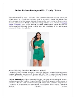 Online Fashion Boutiques Offer Trendy Clothes