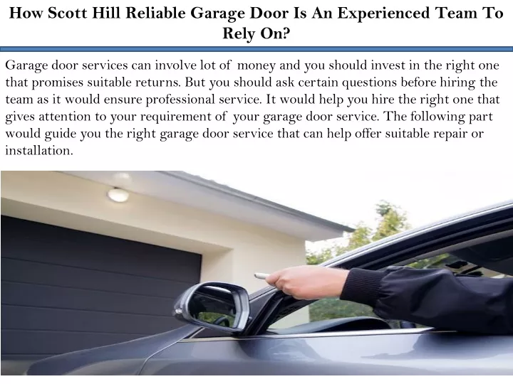 how scott hill reliable garage door