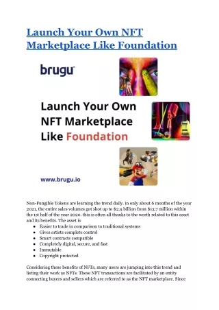 Launch Your Own NFT Marketplace Like Foundation