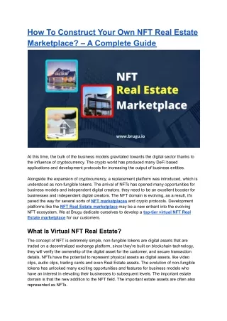 How To Construct Your Own NFT Real Estate Marketplace_ – A Complete Guide
