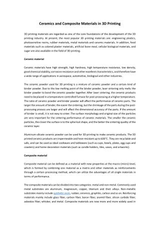 ceramics and composite materials in 3d printing