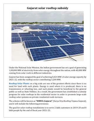 Gujarat solar rooftop subsidy