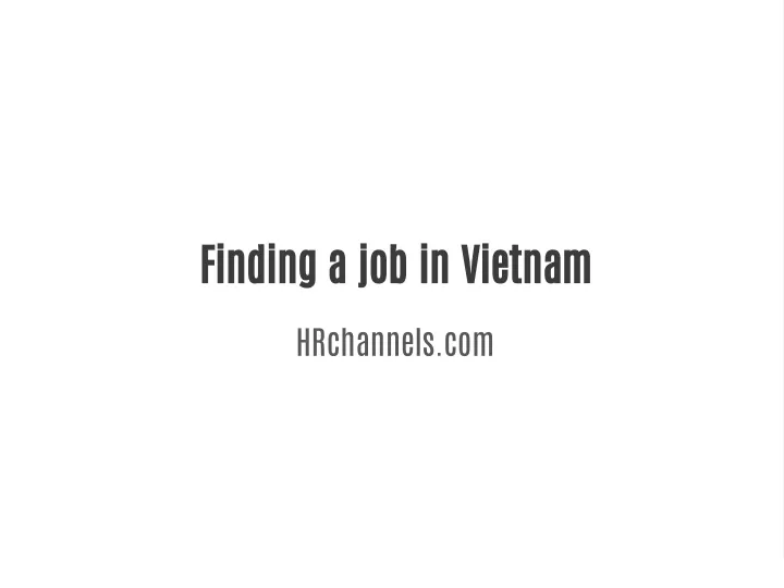 finding a job in vietnam