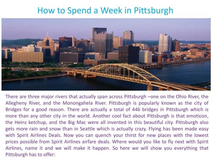 how to spend a week in pittsburgh