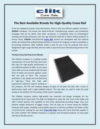 the best available brands for high quality crane