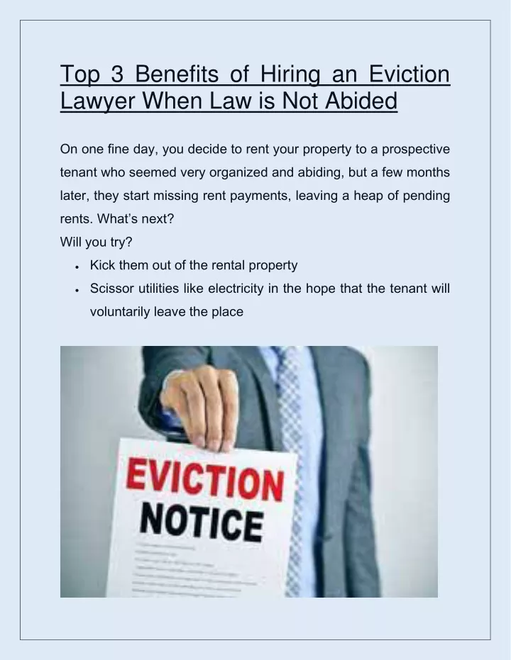 top 3 benefits of hiring an eviction lawyer when