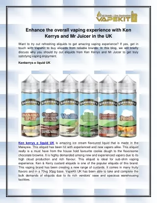 enhance the overall vaping experience with