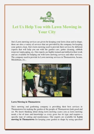 Let Us Help You With Lawn Mowing in Your City