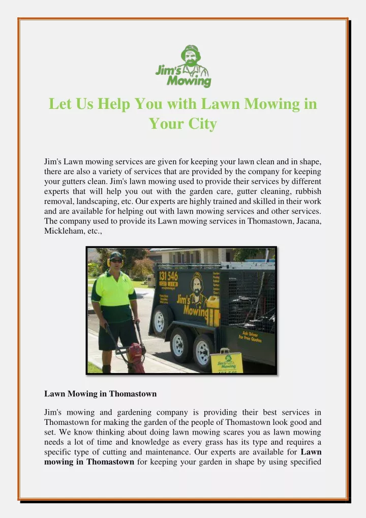 let us help you with lawn mowing in your city