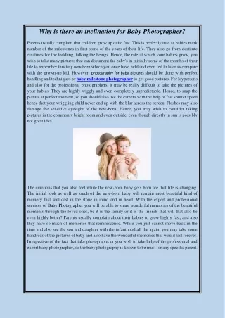 Why is there an inclination for Baby Photographer
