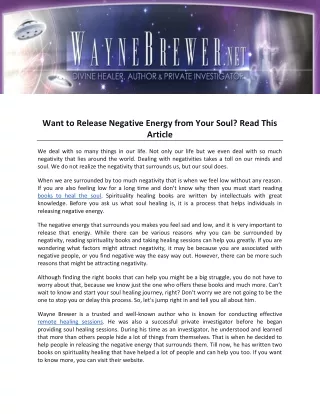 Want to Release Negative Energy from Your Soul