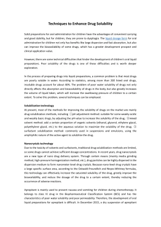 techniques to enhance drug solubility