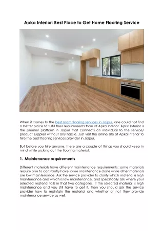 Best Room Flooring Services in Jaipur - apkainterior.com