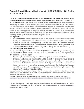 global smart diapers market worth us xx billion