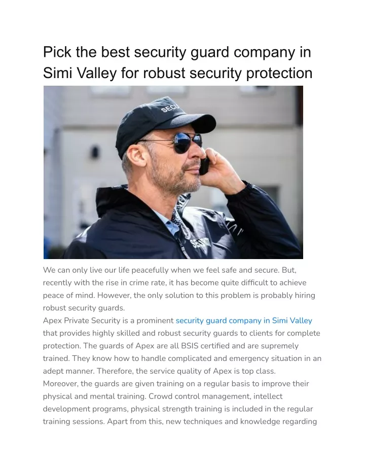 pick the best security guard company in simi