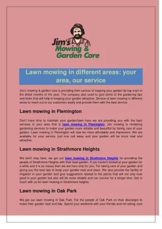 Lawn mowing in different areas: your area, our service