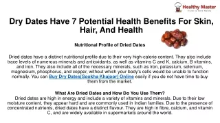 Dry Dates Have 7 Potential Health Benefits For Health