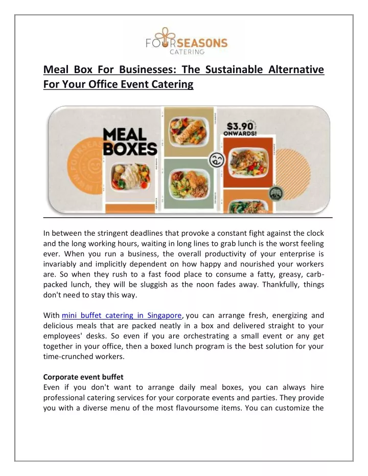meal box for businesses the sustainable