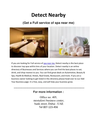 Get a Full service of spa near me