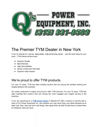 Tym Tractor Dealers