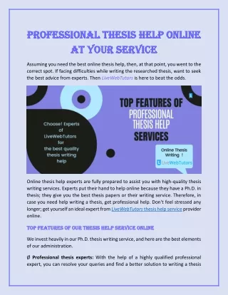 Professional Thesis Help Online at your Service