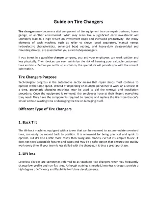 guide on tire changers