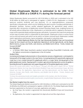 global glyphosate market is estimated