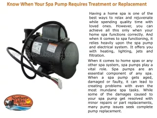 know when your spa pump requires treatment