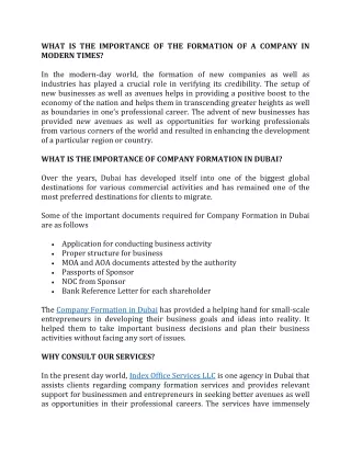 COMPANY FORMATION IN DUBAI