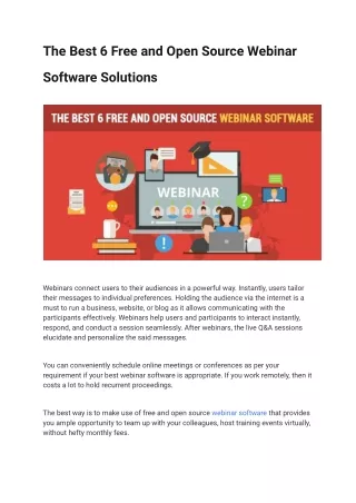 The Best 6 Free and Open Source Webinar Software Solutions